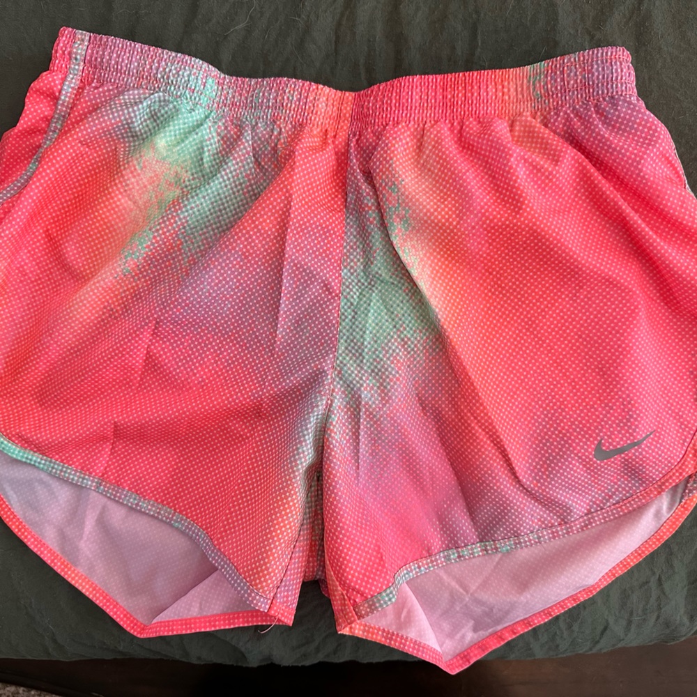 Nike shorts size small. Bright, multi-colored.